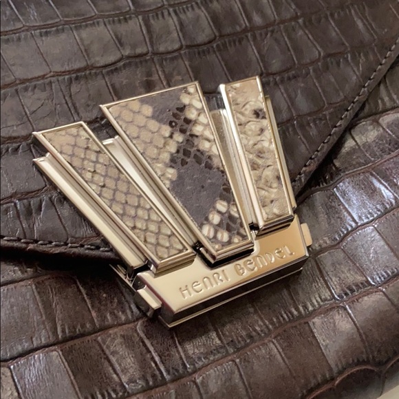 Henri Bendel Croc Embossed Leather Crossbody Bag - Picture 3 of 8